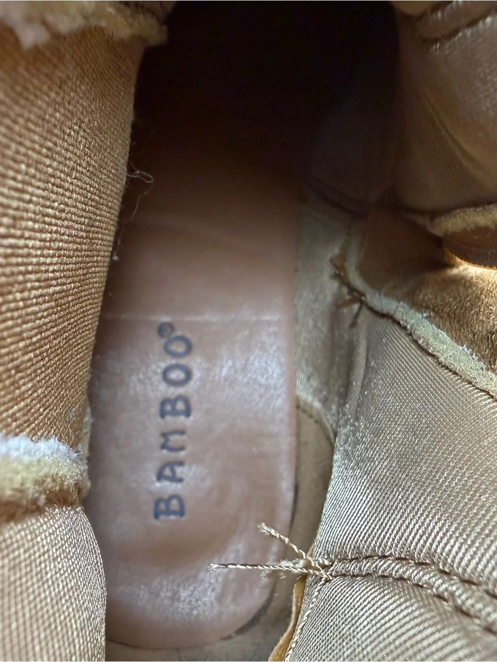 BAMBOO Tan Suede Chunky Platform Ankle Boots